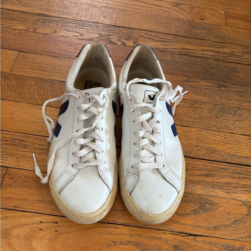 Veja White and Blue Sneakers